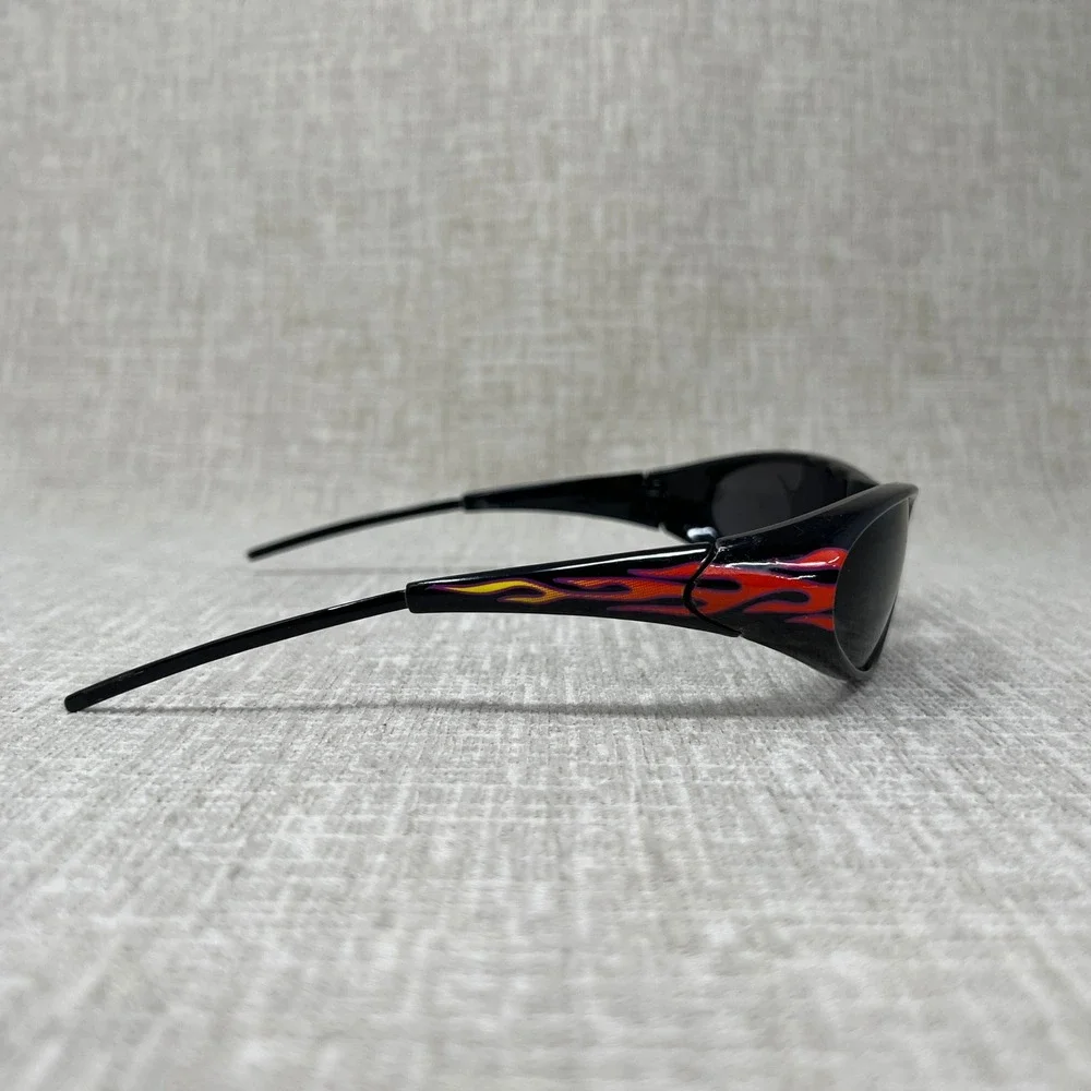 Vintage Y2K Harley-Davidson Flame Wrap Sunglasses Black Smoke Lenses Unisex OS